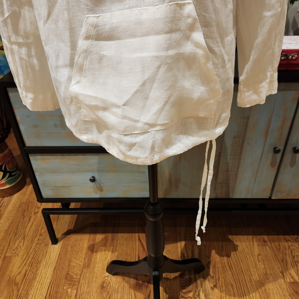 American Colors White Linen Hoodie - Picture 2 of 10